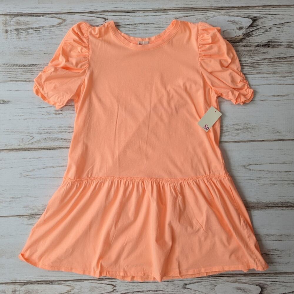 So Cocoon Sleeve Tiered Shirt Dress Neon Peach New 1X